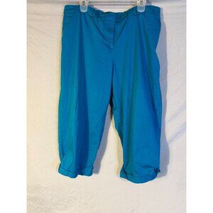 George‎ Womens Plus Size 16W 1X Dark Teal Cropped Capri Stretch Casual Pants